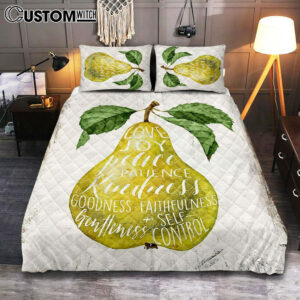 The Fruit Of The Spirit Quilt Bedding Set Bedroom – Pear Kitchen Cover Twin Bedding Decor – Christian Quilt Bedding Set Bedroom Decor