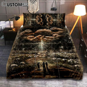 The Day He Was Born Jesus Quilt Bedding Set Art – Christian Art – Bible Verse Bedroom – Religious Home Decor