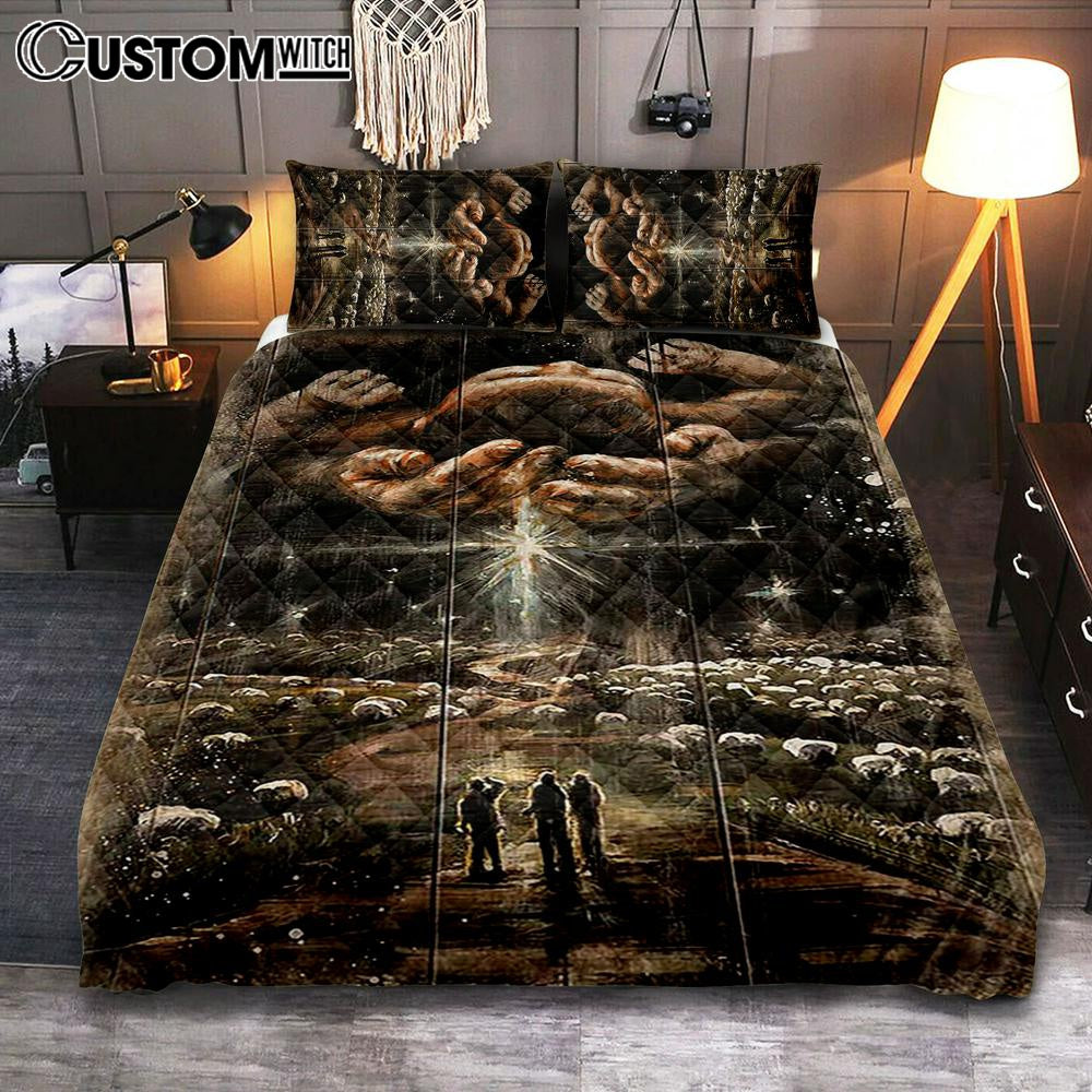 The Day He Was Born Jesus Quilt Bedding Set Art – Christian Art – Bible Verse Bedroom – Religious Home Decor