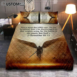 The Battle Is Not Yours But God’s – 2 Chronicles 20 15 Quilt Bedding Set Bedroom – Wing Of God – Christian Quilt Bedding Set Bedroom Decor
