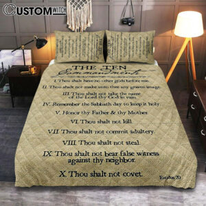 Ten Commandments Quilt Bedding Set Prints – Christian Quilt Bedding Set Bedroom Decor