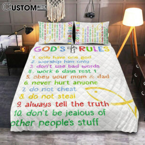 Ten Commandments Quilt Bedding Set Bedroom For Kids – Gods Rules Cover Twin Bedding Decor – Kids Bedroom
