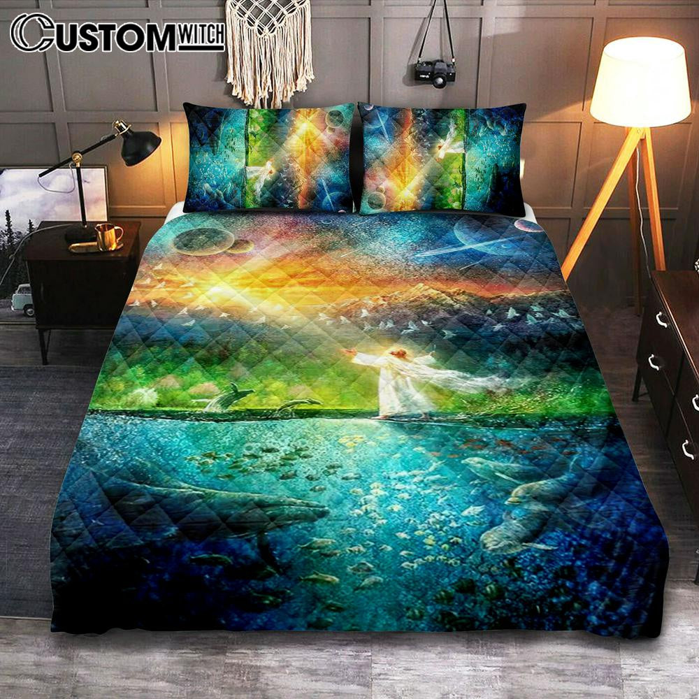 Symphony Of Praise Jesus Quilt Bedding Set Prints – Jesus Christ Quilt Bedding Set Art – Christian Cover Twin Bedding Decor