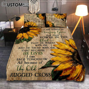 Sunflower I Still Believe In Amazing Grace Quilt Bedding Set Art – Christian Art – Bible Verse Bedroom – Religious Home Decor