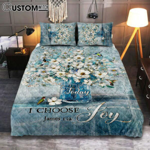 Jasmine Flower Blue Vase Hummingbird Today I Choose Joy Quilt Bedding Set Quilt Bedding Set Bedroom – Christian Quilt Bedding Set Prints