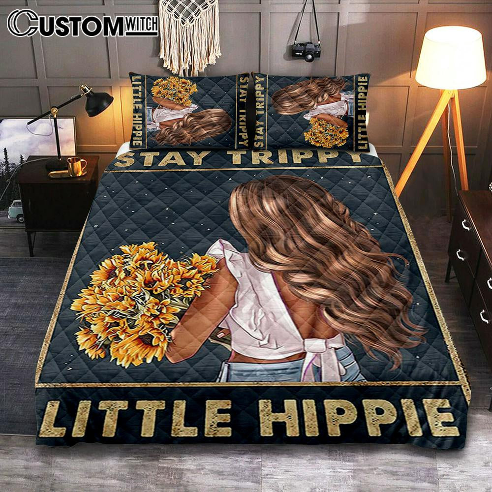 Stay Trippy Little Hippie Sunflower Quilt Bedding Set Bedroom – Decor For Women, Teen Girls Bedroom – Hippy Living Room Stay Trippy Little Hippie Sunflower Quilt Bedding Set Bedroom – Decor For Women, Teen Girls Bedroom – Hippy Living Room