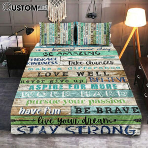 Stay Strong Positive Quotes Quilt Bedding Set Cover Twin Bedding Decor – Gifts For Women