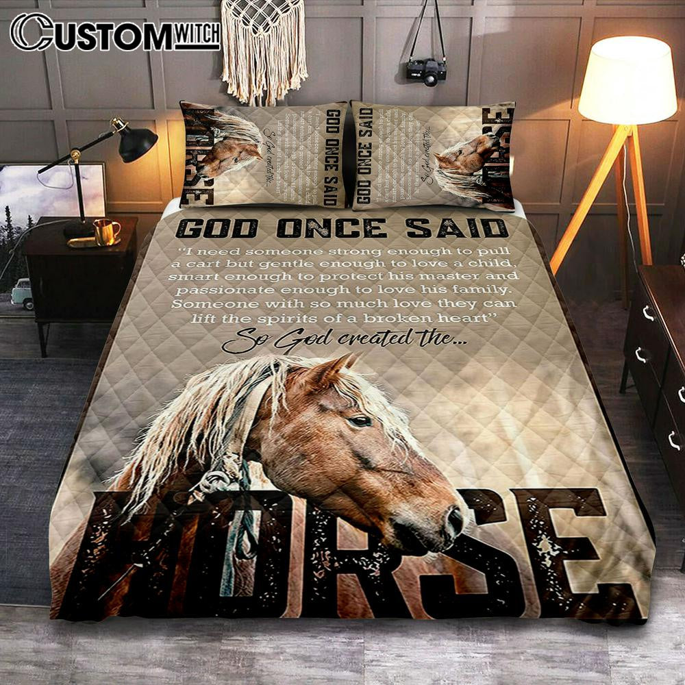 So God Created The Horse Quilt Bedding Set Bedroom – Perfect Gift For Vets & Horse Lovers! – Christian Quilt Bedding Set Bedroom Decor So God Created The Horse Quilt Bedding Set Bedroom – Perfect Gift For Vets & Horse Lovers! – Christian Quilt Bedding Set Bedroom Decor