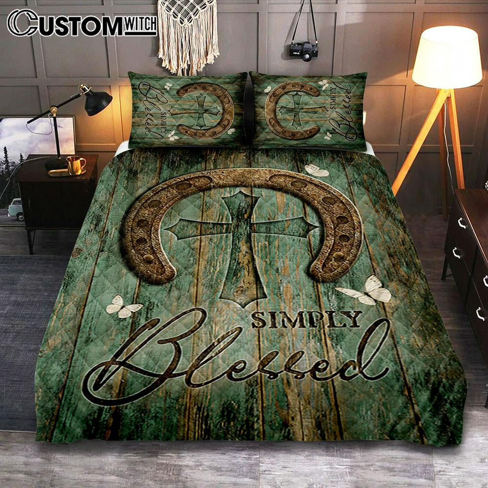 Simply Blessed Horseshoe Cross White Butterfly Quilt Bedding Set Bedroom – Christian Quilt Bedding Set Prints – Bible Verse Quilt Bedding Set Art Simply Blessed Horseshoe Cross White Butterfly Quilt Bedding Set Bedroom – Christian Quilt Bedding Set Prints – Bible Verse Quilt Bedding Set Art
