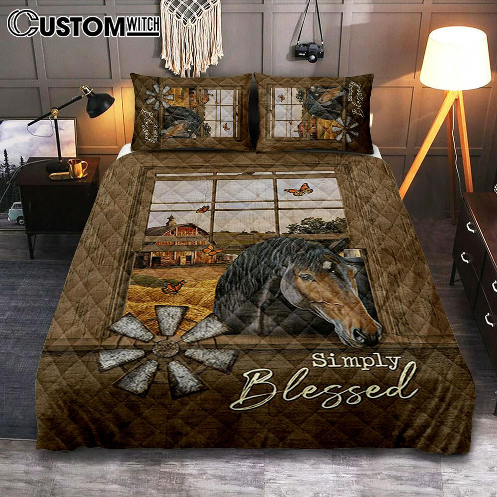 Simply Blessed Black Horse Windmill – Quilt Bedding Set Bedroom – Bible Verse Quilt Bedding Set Art – Christian Home Decor Simply Blessed Black Horse Windmill – Quilt Bedding Set Bedroom – Bible Verse Quilt Bedding Set Art – Christian Home Decor