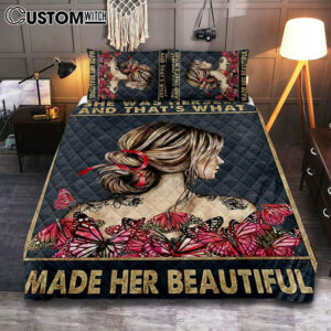 She Remembered Who She Was Quilt Bedding Set Bedroom – Boho Hippie Butterfly Decor