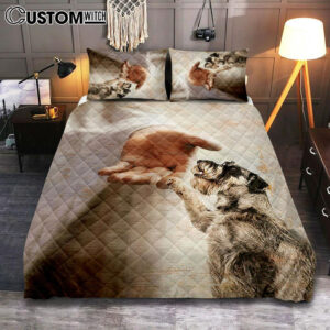 Schnauzer Dog Jesus Take My Hand Quilt Bedding Set Cover Twin Bedding Decor – Christian Bedroom – Gift For Dog Lover