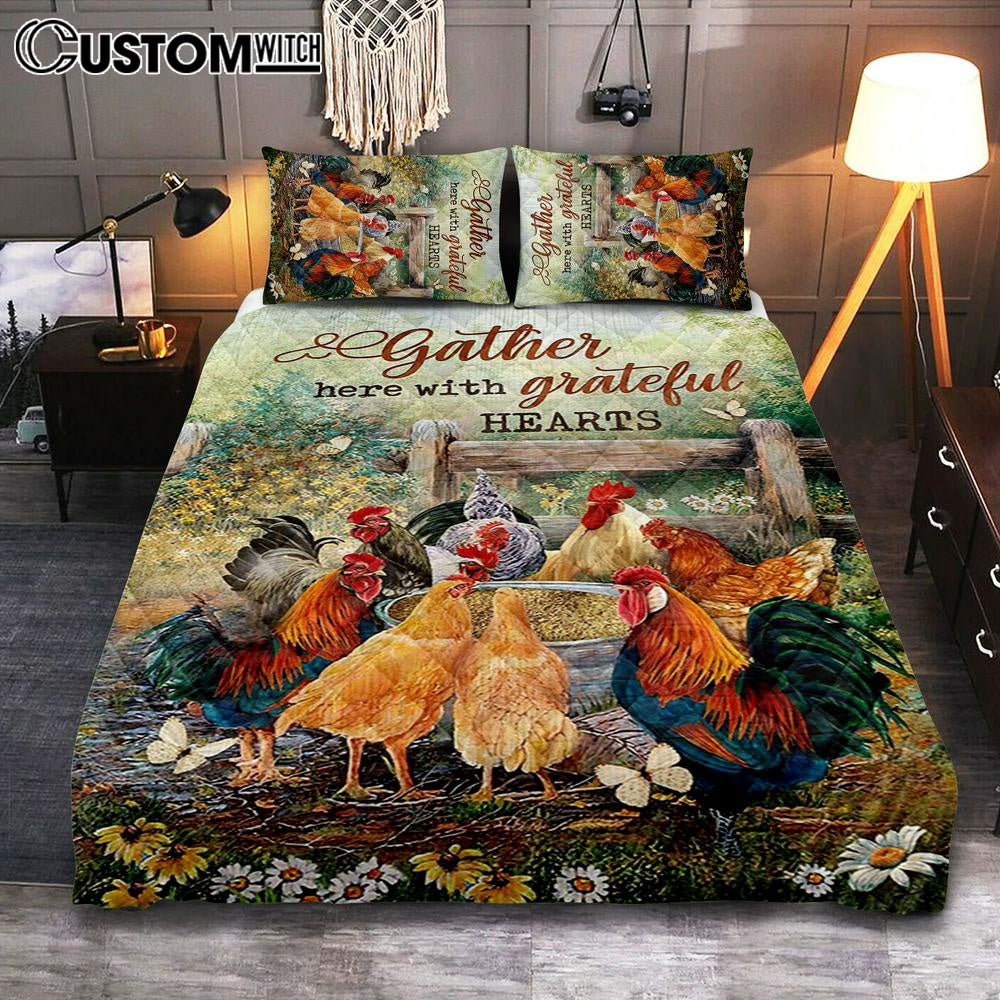 Rooster Meadow Land Gather Here With Grateful Hearts Quilt Bedding Set Art – Christian Art – Bible Verse Bedroom – Religious Home Decor Rooster Meadow Land Gather Here With Grateful Hearts Quilt Bedding Set Art – Christian Art – Bible Verse Bedroom – Religious Home Decor