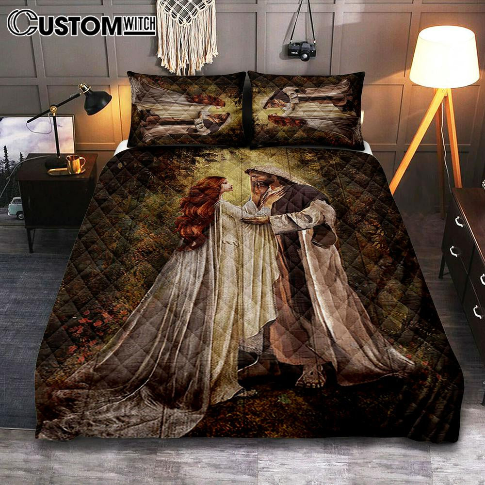 Red Head Women And Jesus In A Beautiful Forest Quilt Bedding Set – Christian Bedroom – Religious Home Decor Red Head Women And Jesus In A Beautiful Forest Quilt Bedding Set – Christian Bedroom – Religious Home Decor