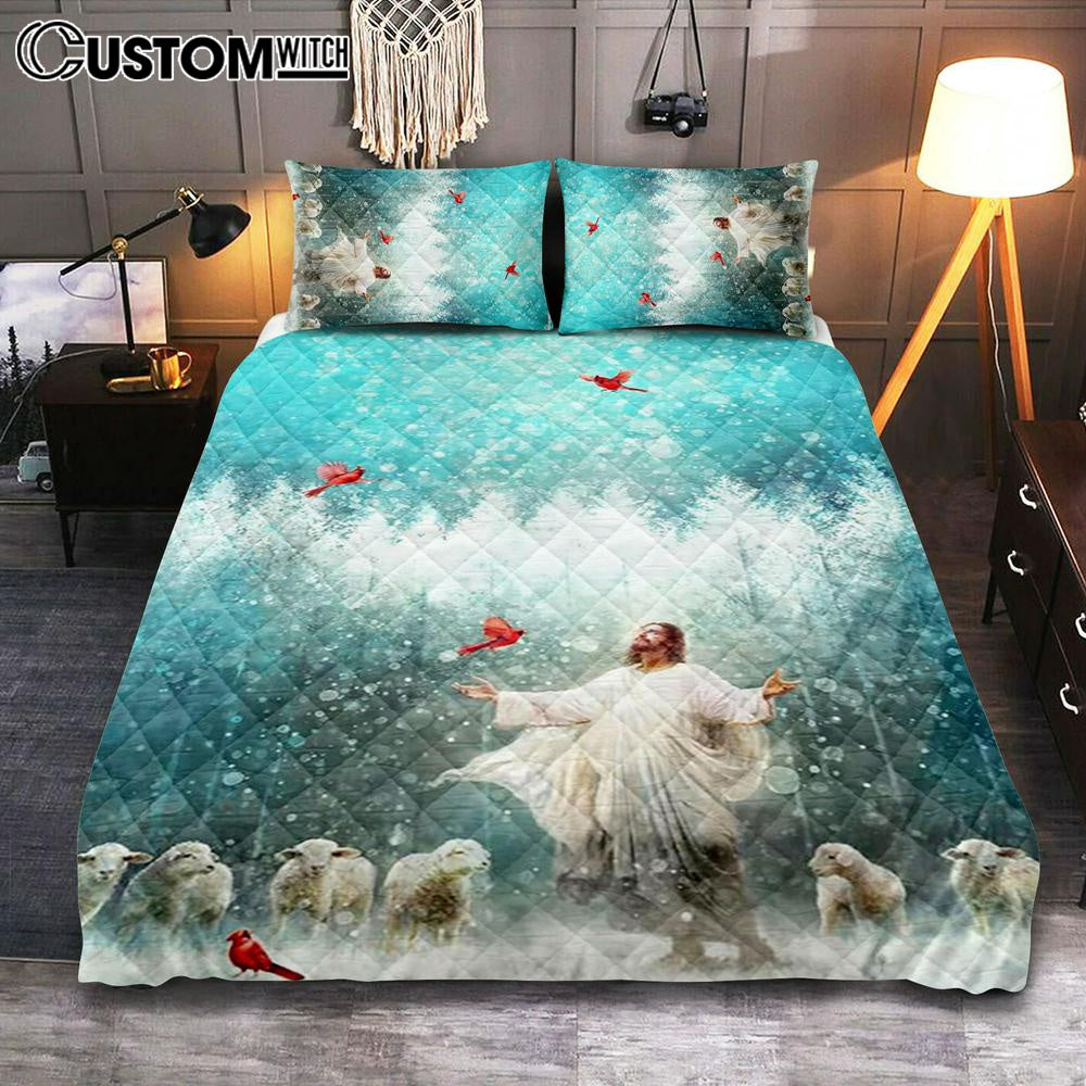 Radiance Jesus And Snow Cardinal Quilt Bedding Set Prints – Jesus Christ Quilt Bedding Set Art – Christian Cover Twin Bedding Decor Radiance Jesus And Snow Cardinal Quilt Bedding Set Prints – Jesus Christ Quilt Bedding Set Art – Christian Cover Twin Bedding Decor