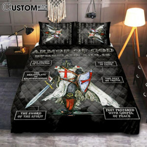 Put On The Full Armor Of God Warrior Of Christ Quilt Bedding Set Bedroom – Christian Home Decor – Religious Art