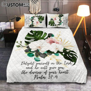 Psalms 37 4 Orchid Cover Twin Bedding Decor – Delight Yourself In The Lord Quilt Bedding Set Bedroom – Christian Quilt Bedding Set Bedroom Decor