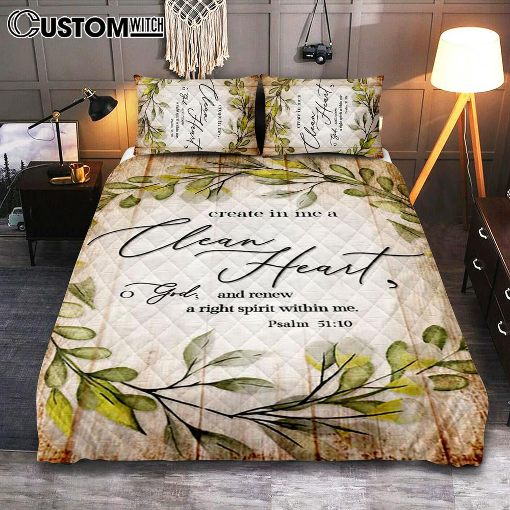 Psalm 5110 Create In Me A Clean Heart Quilt Bedding Set Bedroom – Christian Quilt Bedding Set Prints – Religious Cover Twin Bedding Decor Psalm 5110 Create In Me A Clean Heart Quilt Bedding Set Bedroom – Christian Quilt Bedding Set Prints – Religious Cover Twin Bedding Decor
