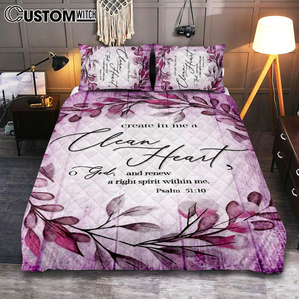 Psalm 5110 Create In Me A Clean Heart 2 Quilt Bedding Set Bedroom – Christian Quilt Bedding Set Prints – Religious Cover Twin Bedding Decor Psalm 5110 Create In Me A Clean Heart 2 Quilt Bedding Set Bedroom – Christian Quilt Bedding Set Prints – Religious Cover Twin Bedding Decor