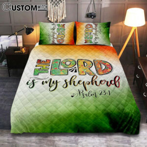 Psalm 231 The Lord Is My Shepherd Quilt Bedding Set Bedroom – Christian Quilt Bedding Set Prints – Religious Cover Twin Bedding Decor