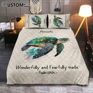 Psalm 13914 Wonderfully And Fearfully Made Personalized Quilt Bedding Set Bedroom – Religious Quilt Bedding Set Prints – Bible Quilt Bedding Set Art
