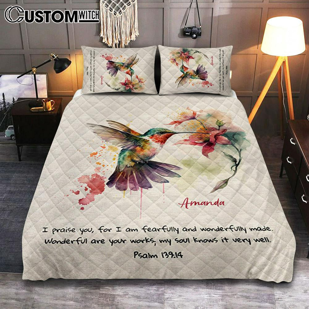 Psalm 13914 I Am Fearfully And Wonderfully Made Personalized Quilt Bedding Set Bedroom – Religious Quilt Bedding Set Prints – Bible Quilt Bedding Set Art