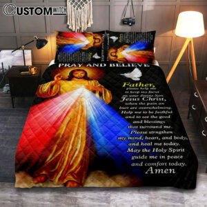 Pray And Believe Jesus Christ Quilt Bedding Set Bedroom – Jesus Quilt Bedding Set Pictures – Christian Quilt Bedding Set Bedroom