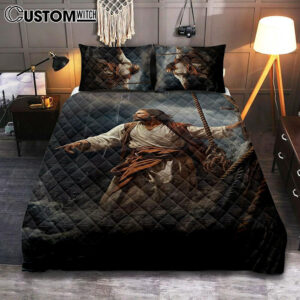 Power Jesus Christ Came To Rescue A Fishing Boat Quilt Bedding Set Prints – Jesus Quilt Bedding Set Art – Christian Bedroom Decor