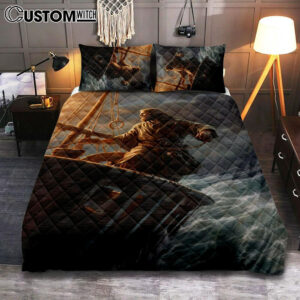 Power Jesus Christ Came To Rescue A Fishing Boat In A Storm Quilt Bedding Set Prints – Jesus Quilt Bedding Set Art – Christian Bedroom Decor