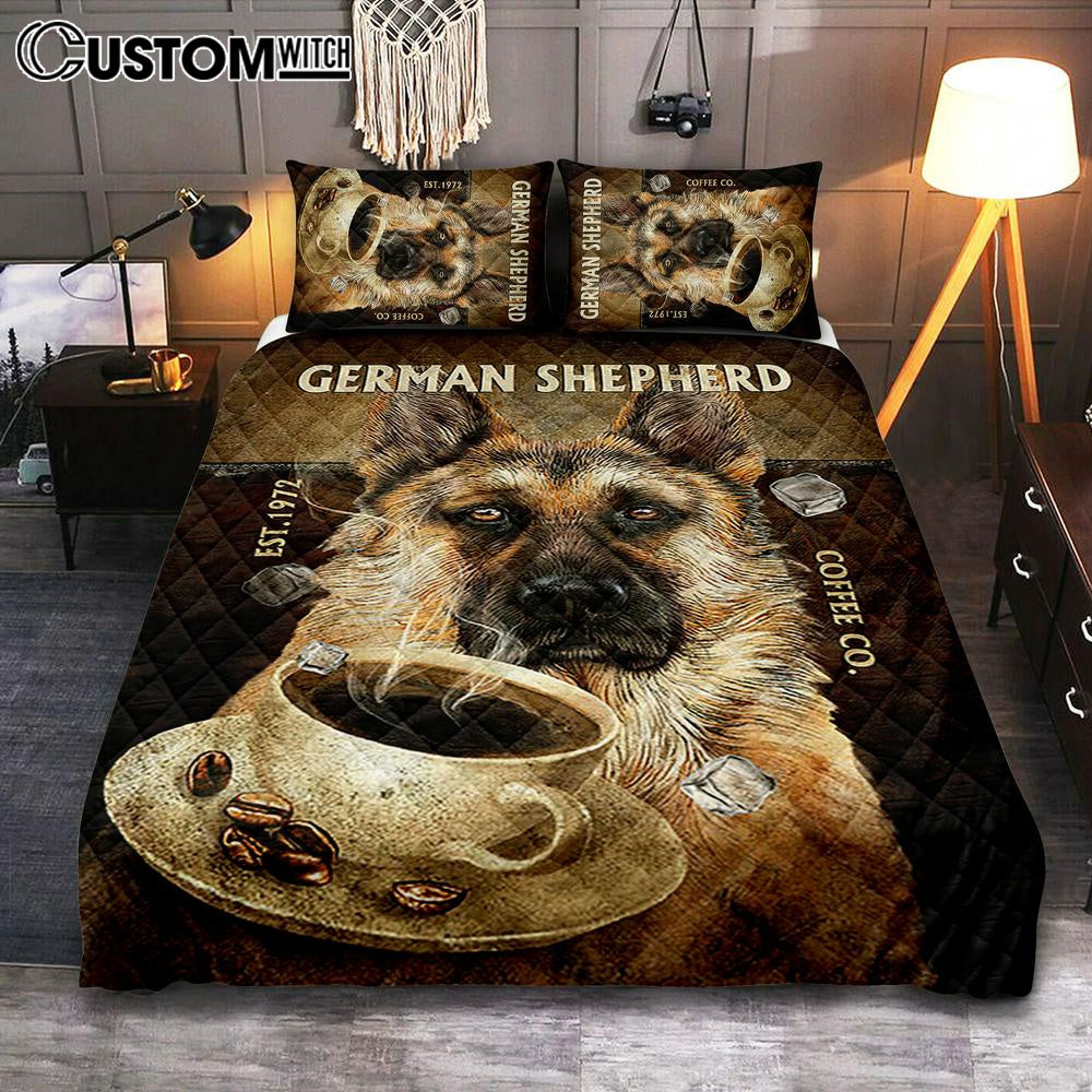 Personalized Coffee German Shepherd Quilt Bedding Set – Christian Bedroom – Religious Home Decor Personalized Coffee German Shepherd Quilt Bedding Set – Christian Bedroom – Religious Home Decor