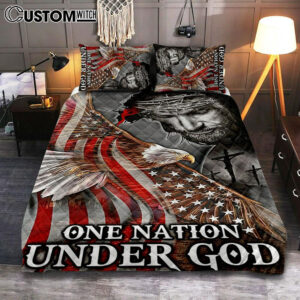 One Nation Under God Quilt Bedding Set Bedroom – Christian Cover Twin Bedding Quilt Bedding Set – Religious Quilt Bedding Set Prints