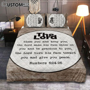 Numbers 624-26 The Lord Bless You And Keep You Rustic Farmhouse Quilt Bedding Set Bedroom – Christian Quilt Bedding Set Prints – Religious Cover Twin Bedding Decor