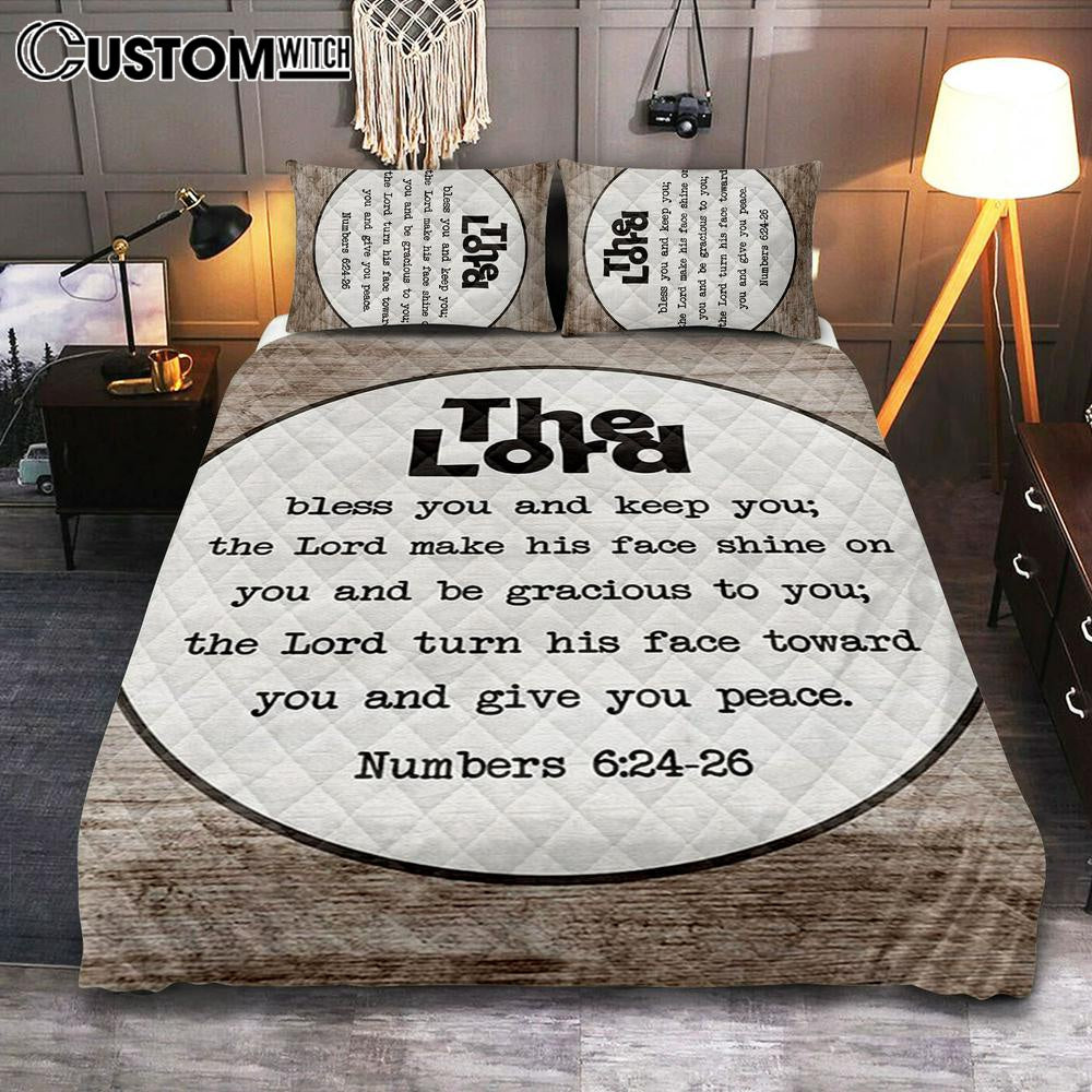 Numbers 624-26 The Lord Bless You And Keep You Rustic Farmhouse Quilt Bedding Set Bedroom – Christian Quilt Bedding Set Prints – Religious Cover Twin Bedding Decor