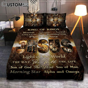 Names Of Jesus Warrior Of God Quilt Bedding Set Print – Inspirational Quilt Bedding Set Art – Christian Bedroom Home Decor