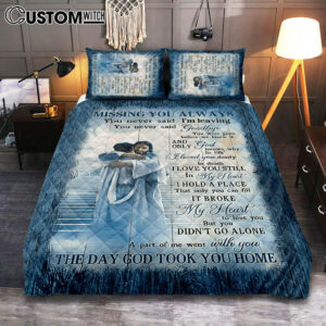 Missing You Always Quilt Bedding Set – Jesus Christ Hugging Man In Heaven Quilt Bedding Set – Christian Bedroom – Religious Home Decor