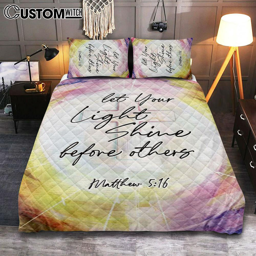 Matthew 516 Let Your Light Shine Before Others Quilt Bedding Set Bedroom – Christian Quilt Bedding Set Prints – Religious Cover Twin Bedding Decor