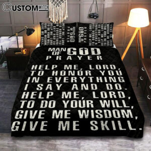 Man Of God Prayer Quilt Bedding Set Prints – Cover Twin Bedding Decor For Men – Christian Gifts For Men Husband Him