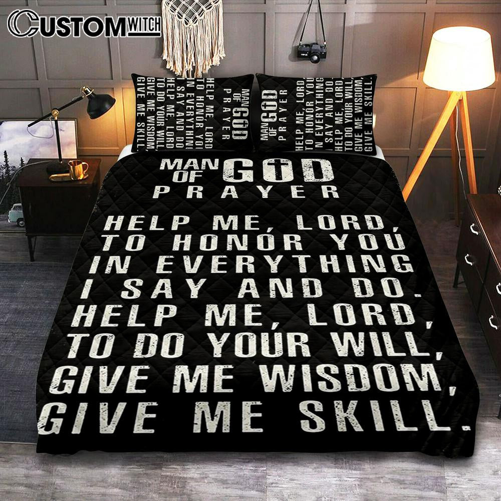 Man Of God Prayer Quilt Bedding Set Prints – Cover Twin Bedding Decor For Men – Christian Gifts For Men Husband Him
