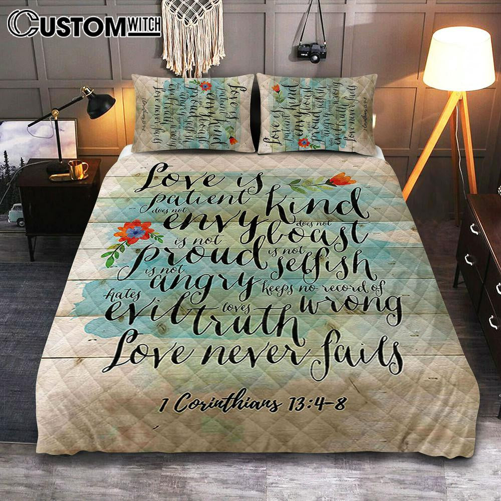 Love Is Patient – Kind – Never Fails – Corinthians 13 4 8 Quilt Bedding Set Bedroom – Christian Quilt Bedding Set Bedroom Decor Love Is Patient – Kind – Never Fails – Corinthians 13 4 8 Quilt Bedding Set Bedroom – Christian Quilt Bedding Set Bedroom Decor