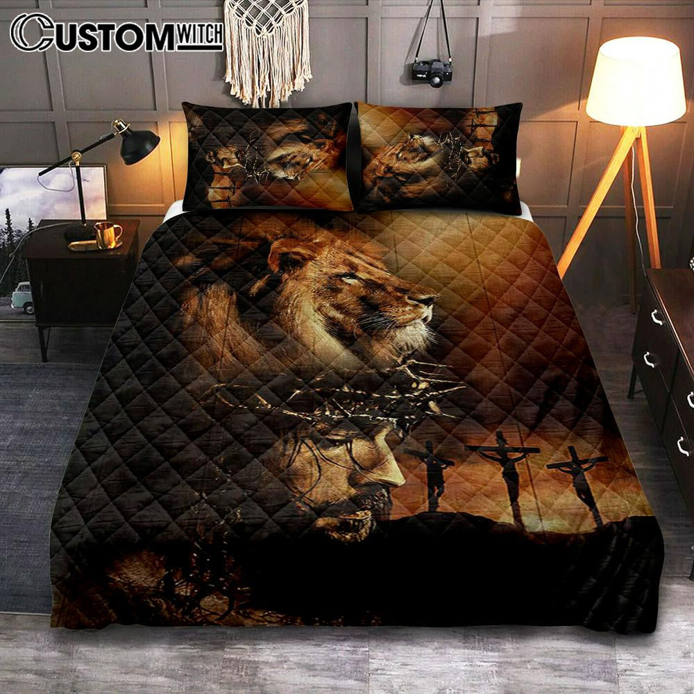 Lion The Face Of Jesus Crown Of Thorn Jesus Painting Quilt Bedding Set Art – Christian Art – Bible Verse Bedroom – Religious Home Decor Lion The Face Of Jesus Crown Of Thorn Jesus Painting Quilt Bedding Set Art – Christian Art – Bible Verse Bedroom – Religious Home Decor