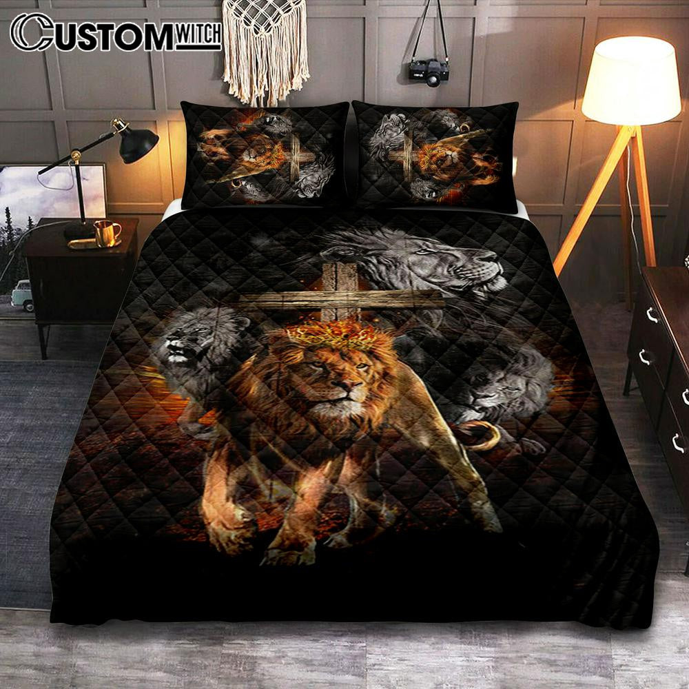 Lion Of Judah Wooden Cross Jesus The Lord Quilt Bedding Set – Lion Quilt Bedding Set Print – Christian Bedroom – Religious Home Decor Lion Of Judah Wooden Cross Jesus The Lord Quilt Bedding Set – Lion Quilt Bedding Set Print – Christian Bedroom – Religious Home Decor