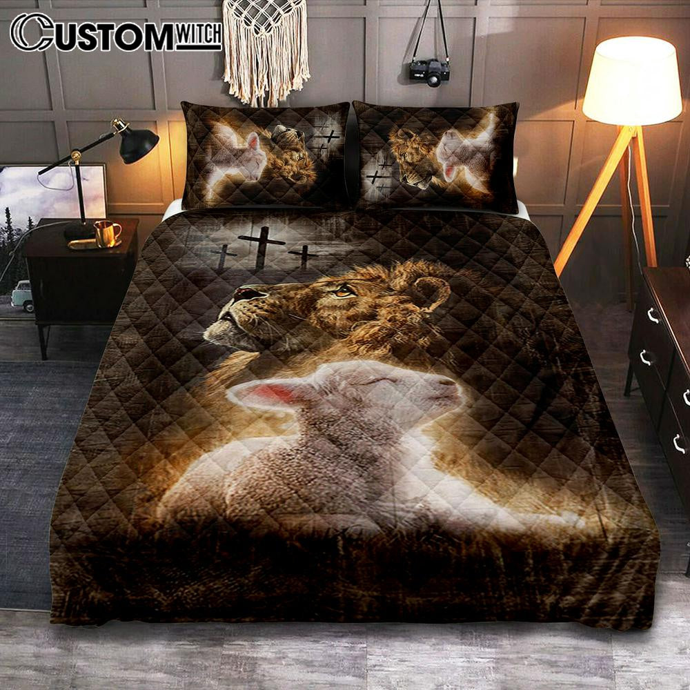 Lion Of Judah Lamb Of God The Rugged Crosses Quilt Bedding Set – Lion Quilt Bedding Set Print – Christian Bedroom – Religious Home Decor Lion Of Judah Lamb Of God The Rugged Crosses Quilt Bedding Set – Lion Quilt Bedding Set Print – Christian Bedroom – Religious Home Decor