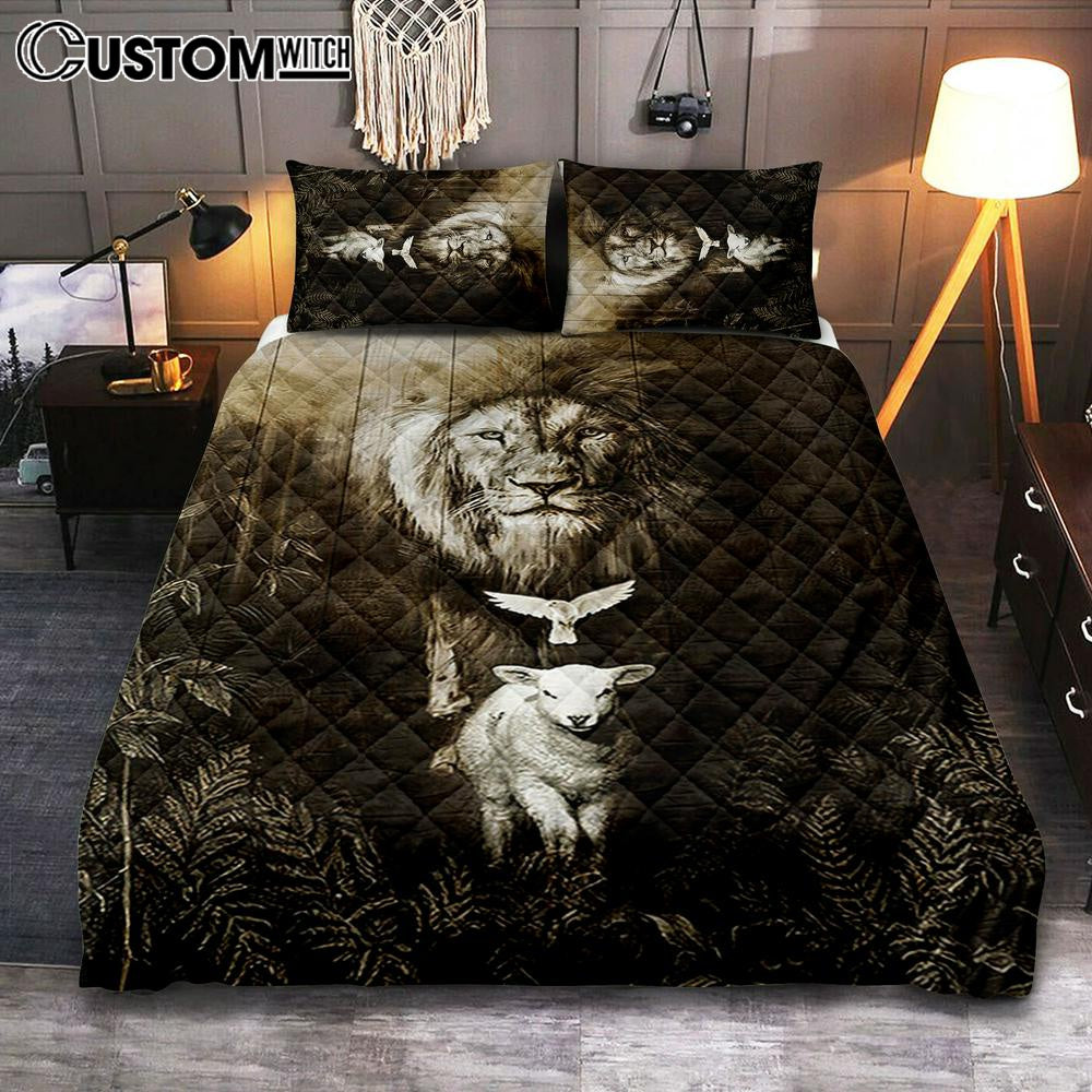Lion Of Judah Lamb Of God Dove Quilt Bedding Set – Lion Quilt Bedding Set Print – Christian Bedroom – Religious Home Decor Lion Of Judah Lamb Of God Dove Quilt Bedding Set – Lion Quilt Bedding Set Print – Christian Bedroom – Religious Home Decor