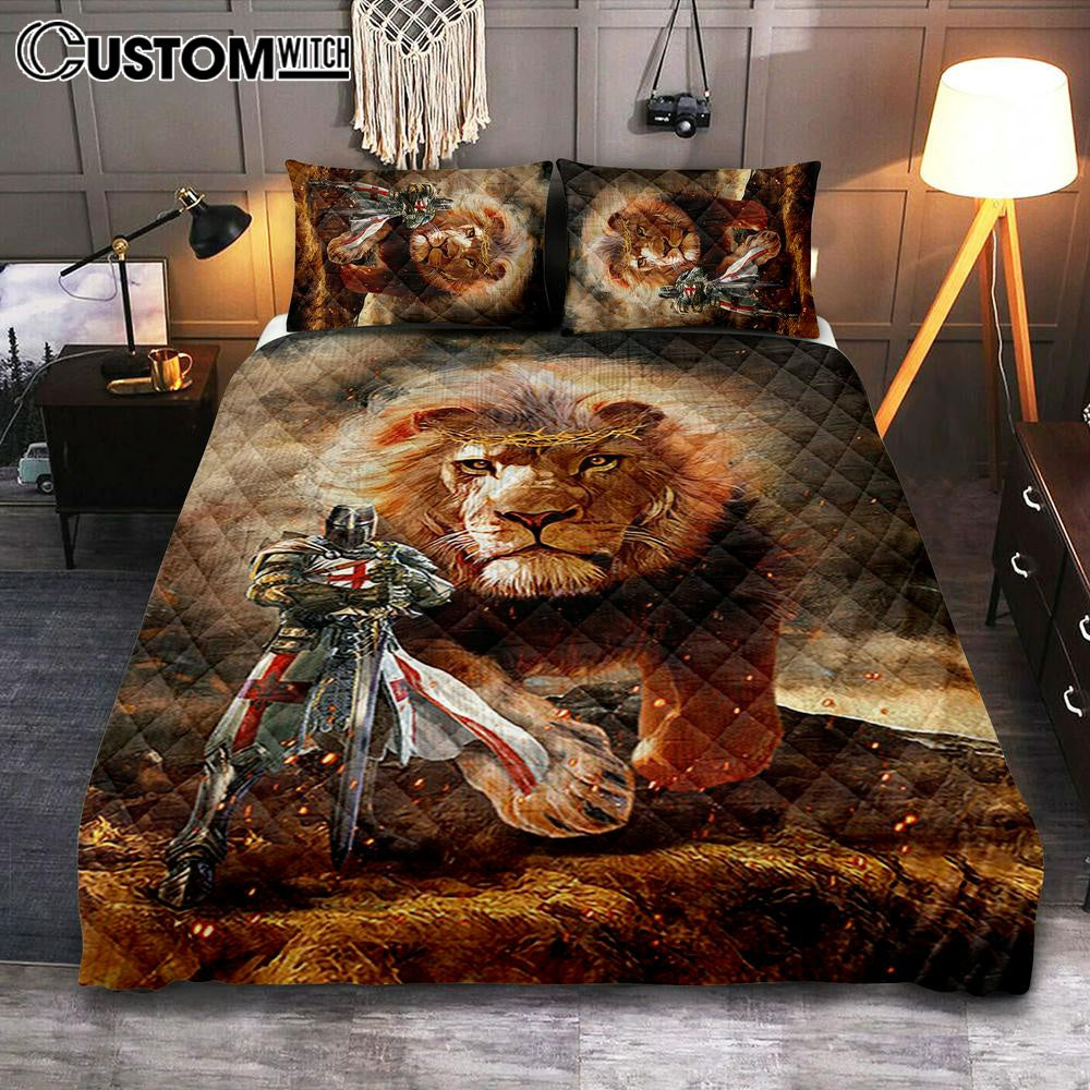 Lion Of Judah Knight Of God Quilt Bedding Set – Lion Quilt Bedding Set Print – Christian Bedroom – Religious Home Decor Lion Of Judah Knight Of God Quilt Bedding Set – Lion Quilt Bedding Set Print – Christian Bedroom – Religious Home Decor