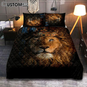 Lion Of Judah Gorgeous Crown Quilt Bedding Set – Christian Bedroom – Religious Home Decor