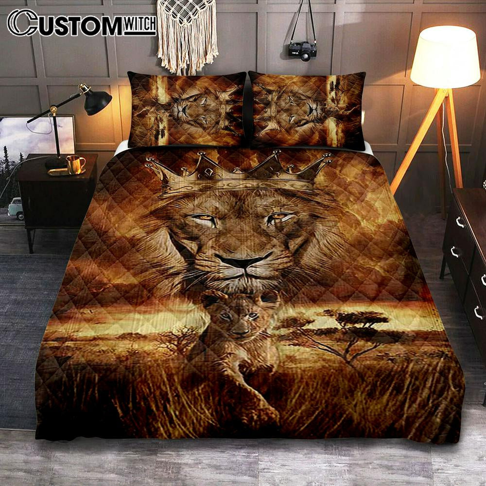 Lion Golden Crown Becoming A King Quilt Bedding Set – Lion Quilt Bedding Set Print – Christian Bedroom – Religious Home Decor Lion Golden Crown Becoming A King Quilt Bedding Set – Lion Quilt Bedding Set Print – Christian Bedroom – Religious Home Decor