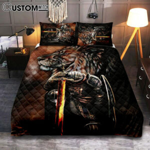 Lion & Prayer Warrior Quilt Bedding Set Bedroom – Christian Cover Twin Bedding Quilt Bedding Set – Religious Quilt Bedding Set Prints