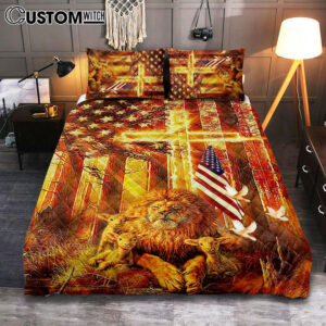 Lion & Lambs Quilt Bedding Set Bedroom – Christian Cover Twin Bedding Quilt Bedding Set – Religious Quilt Bedding Set Prints