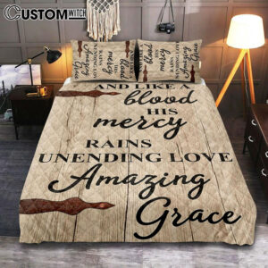 Like A Blood His Mercy Rains Unendling Love Quilt Bedding Set Bedroom – Christian Cover Twin Bedding Quilt Bedding Set – Religious Quilt Bedding Set Prints