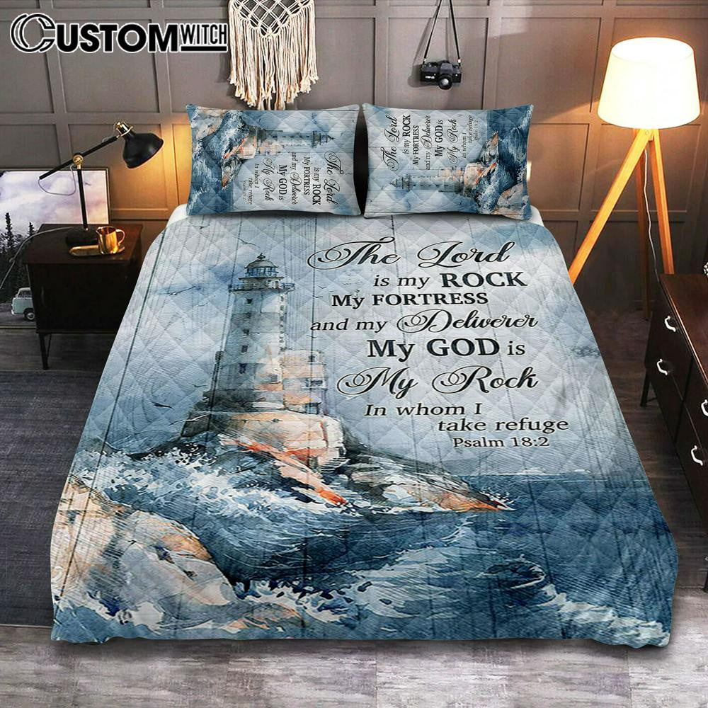 Lighthouse The Lord Is My Rock Quilt Bedding Set Art – Christian Art – Bible Verse Bedroom – Religious Home Decor Lighthouse The Lord Is My Rock Quilt Bedding Set Art – Christian Art – Bible Verse Bedroom – Religious Home Decor